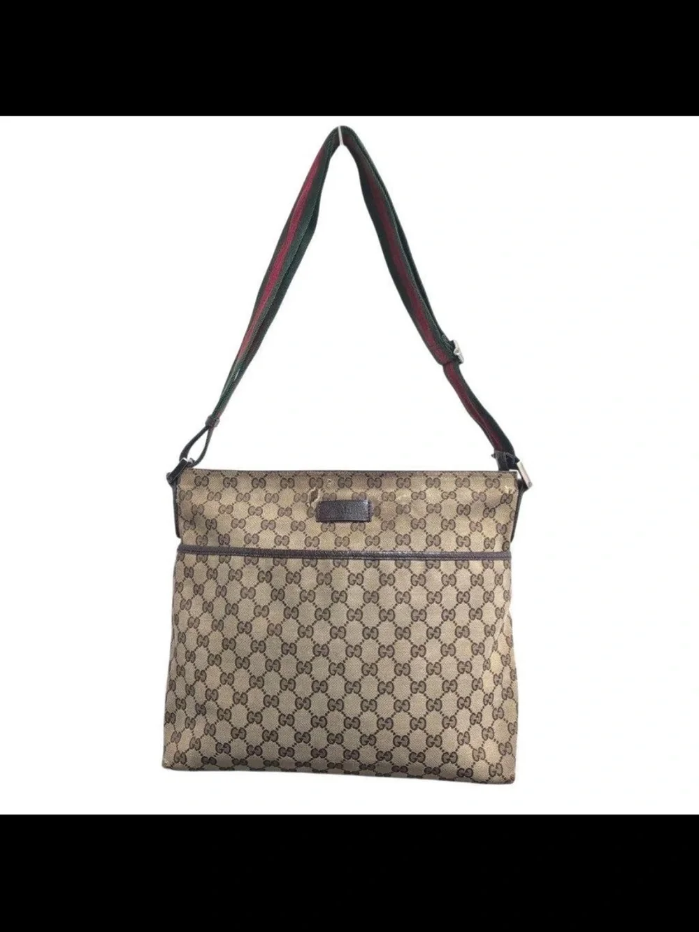 Gucci Beige & Brown Monogram Messenger Bag